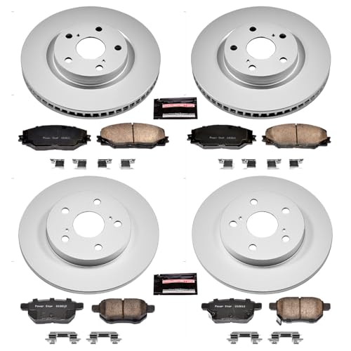 Image of PowerStop Front and Rear Brake Kit for Pontiac Vibe 2009-10 | Toyota Matrix 2009-13 - Fully-Coated Disc Rotors with Z17 Ceramic Brake Pads Replacement, CRK4142