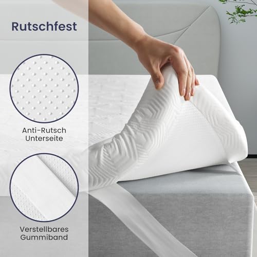 BedStory Harter Topper 180x200cm-5cm Höhe Zwei Härtegrade H3&H4 Matratzentopper,7-Zonen-Matratzenauflage aus Kaltschaum, Matratzentopper für Boxspringbett Wohnwagen Schlafsofa