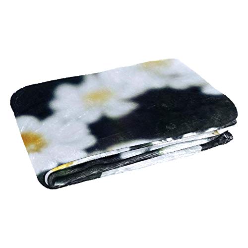 Couverture blanche à imprimé chrysanthème sauvage pour lit et canapé de 150x100 cm