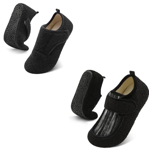 BARERUN Slipper Socks for Women Men Adjustable Rubber Sole Comfy Edema Cotton Womens Mens Bunion Neuropathy Hospital