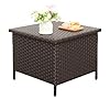 Waroom outdoor pe wicker side table with storage patio end table resin rattan storage table for garden backyard porch poolside brown  urban country home decor