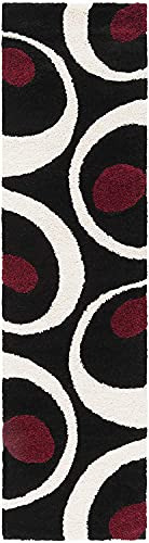Image of Super Ultra Modern Soft Shaggy Handcrafted Anti-Skid Silk Touch Carpet, Size 2x6 Feet, Color Black