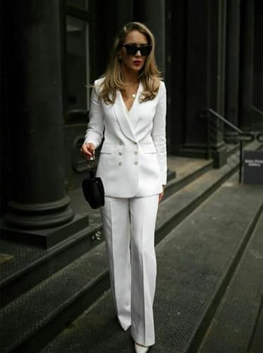 Women's Two Pieces Business Suit Double Breasted Jacket and Pants Shawl Lapel Tuxedos2