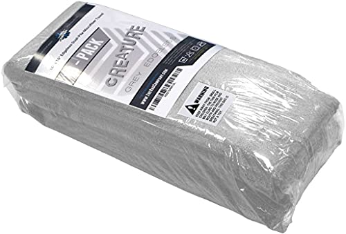 The Rag Company - Creature Edgeless Auto Detailing Towels (10-Pack) Professional 70/30 Blend, Dual-Pile Plush Microfiber, Buffing & Polishing, 420Gsm, 16In X 16In, Light Grey #TOP3