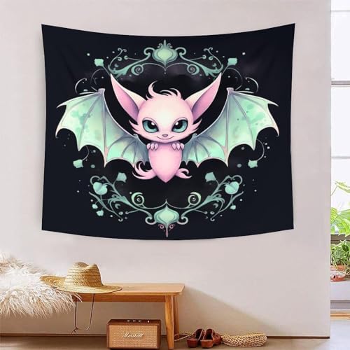 Tapisserie chauve-souris 3D BBQYNVKJR 180x230cm en tissu pour decoration murale de salon
