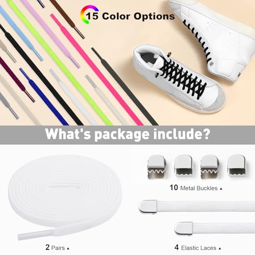 stepace 2 pairs elastic no tie shoe laces for kids and adults sneakers stretch flat tieless shoestrings