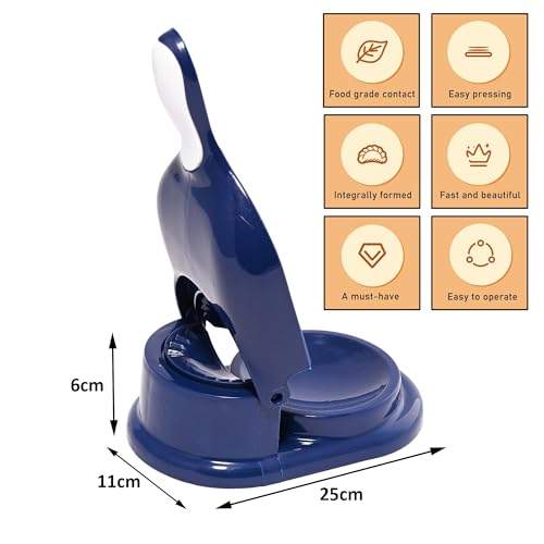Image of Kuber Industries Pack of 2 Momo & Gujiya Ghughra Dumbling Pressing Machine | 2 in 1 Plastic Kolukattai Maker Mould for Kitchen | Puri, kolukattai, karjikai & Kadabu Maker Mold | Blue