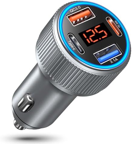 Car Charger USB C, 65W Multi Port Dual 12V Cigarette Lighter USB ...