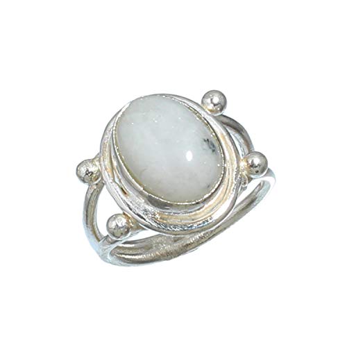 Bague Pierre de Lune Arc-en-Ciel Argent Sterling 925 SF-1895