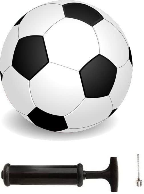 Black and White Football with Pump Full Size-5 Football - Size: 5 (Standard, Pack of 1)-image-5