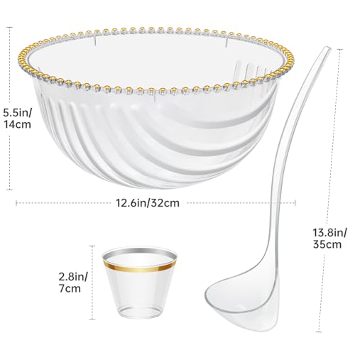 NiHome Large Punch Bowl Set, 1.7 Gal Plastic Party Bowls with Ladle 25 Cups - image 7