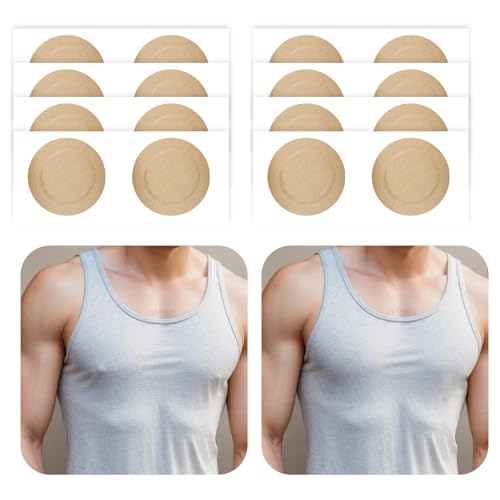 ANAMPION Nipple Covers for Men，80Pcs (40 Pairs) Mens Nipple Cover Hider for Running, Marathon, Gym, Surfing.Central Non-Adhesive, Anti-Chafing, Hypoallergenic, No Show Anti-Chafe Nipple Tape.