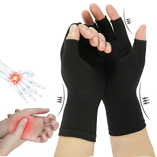 1 par de guantes de compresión para artritis sin dedos para mujeres para aliviar los síntomas de la artritis, enfermedad de Raynauds túnel carpiano