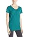 Hanes Women's Shirred V-Neck T-Shirt, Voyage Teal, Large