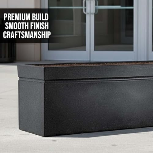 Image of Go Hooked Recta 36x14 Inch Large Planter Pot | Big Size Outdoor & Indoor Pot for Plants | Modern Design, Lightweight & Durable Rectangle Polymer Flower Pot for Balcony, Terrace & Garden (Black)
