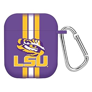 AFFINITY BANDS Louisiana State LSU Tigers HD Case Cover Compatible with Apple AirPods Gen 1 & 2 (Stripes)