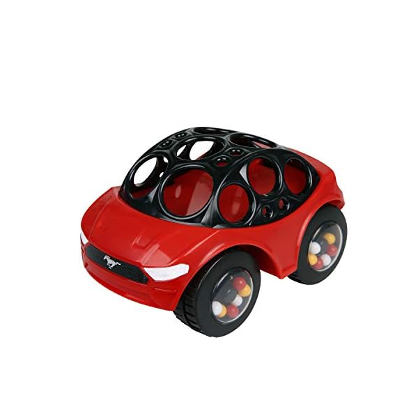 Bright Starts, Mustang Spielzeugauto, zum Schieben und Rollen, leicht zu greifen, aus dem bekannten Oball-Material