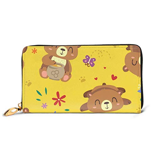Preisvergleich Produktbild JHGFG Mode Handtasche Reißverschluss Brieftasche Bär Cartoon Gelb Telefon Clutch Geldbörse Abendkupplung Blocking Leder Brieftasche Multi Card Organizer