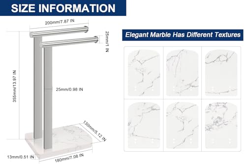 Foto de NearMoon Toallero de mano con base de mármol equilibrada, anillo de toalla de acero inoxidable SUS304 en forma de L, toallero de mano independiente para baño, encimera de cocina (doble varilla de (imagen 3)