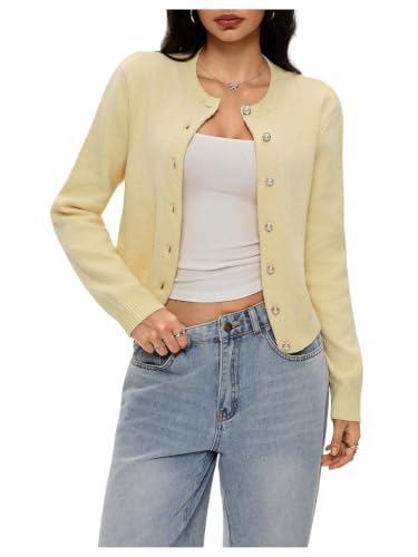 Image of SOLY HUX Women's Button Down Cropped Lightweight Cardigan Sweater | Cute Fall Fashion, 2026