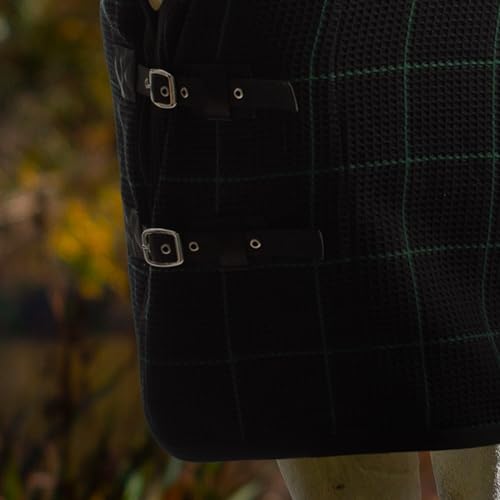 Image of Equinavia Luftig Waffle Cooler | 100% Cotton - Black /Hunter Green - 84 in