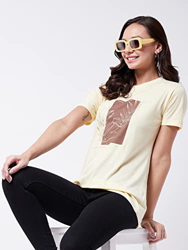 Image of Modeve Women Printed Cotton Blend Half Sleeve Round Neck T-Shirt for Summer