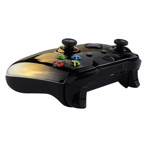 Image of eXtremeRate Tri-Color Gradients Glossy Faceplate Cover, Chrome Black Gold Silver Front Housing Shell Case Replacement Kit for Xbox One S & One X Controller (Model 1708) - Controller NOT Included