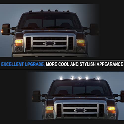 Shinefit 5Pcs Smoke Led Cab Light White Top Roof Running Cab Marker Lights Lamp Assembly 51 Leds Compatible With 1999-2016 F250 F350 F450 F550 Superduty #TOP3