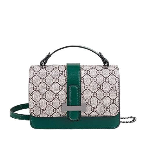 Sac carré vert de 20cm avec chaîne de mode élégante pour femme