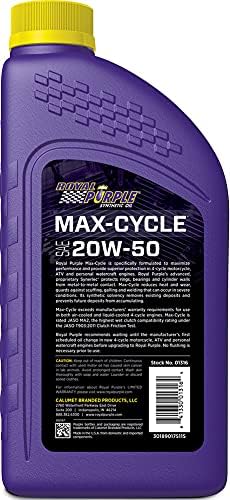 Royal Purple (06316-6PK Max-Cycle 20W-50 High Performance Synthetic Motorcycle Oil - 1 Quart, (Case of 6)