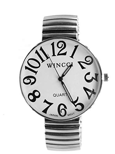 Wincci New Ladies Classic Stretch Band Easy to Read Watch (Silver)