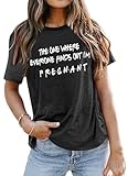 Pregnancy Announcement Shirts Women I'm Pregant T-Shirt Pregnant Mom T Shirt Funny Maternity Letter Print Tees Grey