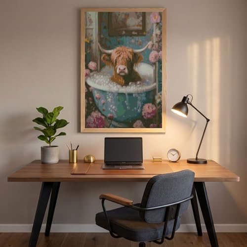 Image of MYBISYMQQ Highland Cow Cross Stitch Kits for Adults,Stamped Cross Stitch Kits for Beginner,DIY Needlepoint Embroidery Patterns Kits Embroidery Patterns for Home Wall Decor 15.7x11.8 inches
