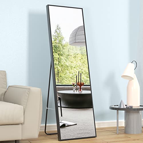 WETECH Full Length Floor Mirror,63" x 16" Full Body Mirror,Tall Mirror,Long Mirror, Full Body Mirror,Large Mirrors for Wall Full Body,Big Mirror for Bedroom Living Room Locker Room (Black)