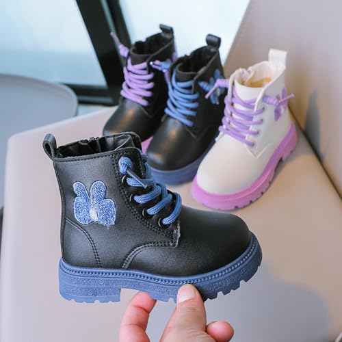 Girls Ankle Boots Cute Combat Boots Non-Slip Short Booties Comfortable Toddler Boots for Infant Toddler Little Kid3