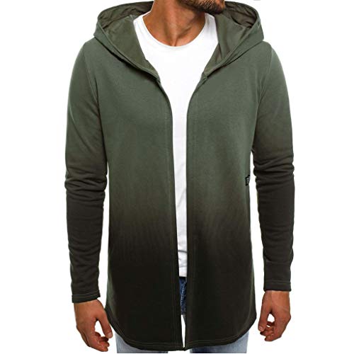 Men's Ruffle Shawl Collar Cardigan Jackets Open Front Outerwear Cotton Long Drape Cape Poncho Trench Coat Army Green