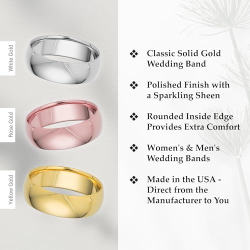 6mm Solid Gold Wedding Bands for Women or Men, 10k or 14k Gold Rings, Comfort Fit Womens and Mens Wedding Ring - Premium Collection from EWB3