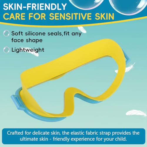Image of PROBEROS Swimming Goggles for Kids, Big Frame Leakproof Anti-fog Swim Goggles, Soft Fit Swimming Goggles for Children, Soft Silicone Leak-Proof Design with Adjustable Strap for Pool, Blue