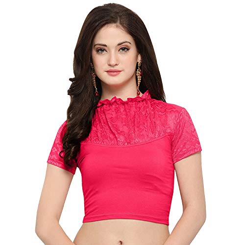 Women's Cotton Lycra Stretchable Readymade Blouse Pink Color (Free Size)