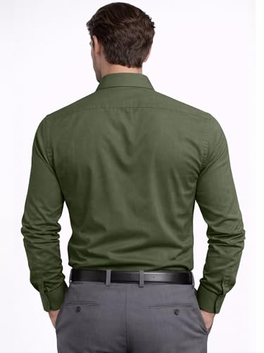 Image of FILO HEVIS Men's Shirt Regular Fit Solid Self-Cord Cotton Blended, Soft Fabric Stylish Formal Wear Man Shirt, Spread Collar Full Sleeves,(Available in Plus Size)