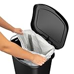 Glad Premium 13 Gallon Trash Can - Plastic Kitchen Waste Bin with Odor Protection of Lid, Stainless Steel Step On Foot Pedal and Garbage Bag Rings, Black - Image 4