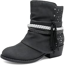 DREAM PAIRS Girls Ankle Boots Side Zipper Low Heels Boots Little Kid/Big Kid