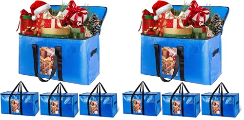 Image of TAILI Extra Large Moving Bags, 8 Pack Blue Heavy Duty Totes For Storage with Visible Window, Wrap Around Handles, Storage Bags for Space Saving, Alternative to Moving Boxes