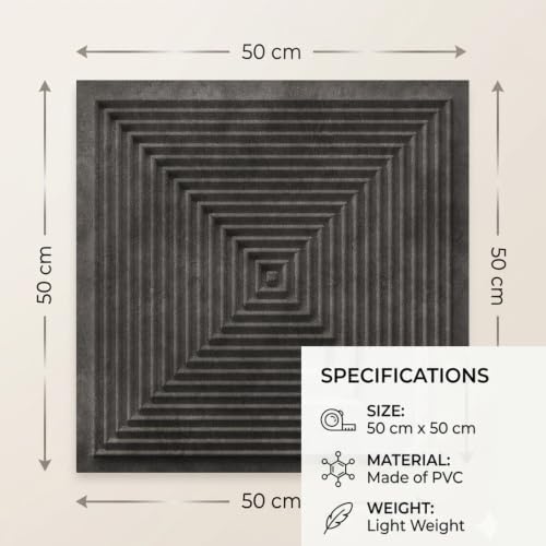 Image of Kayra Decor 3D PVC Wall Panels for Bedroom & Living Room | Pryamid Design |Nexa Gray Color | 19.7 x 19.7 Inch | Pack of 18 | 42.48 Sq Ft