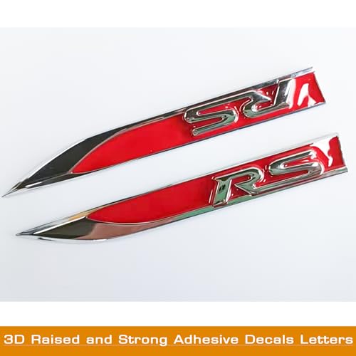 Image of 3D Raised RS Side Fender Emblem Metal Right & Left with Adhesive Backing Fits for Camaro Series Automotive Decoration(Red)