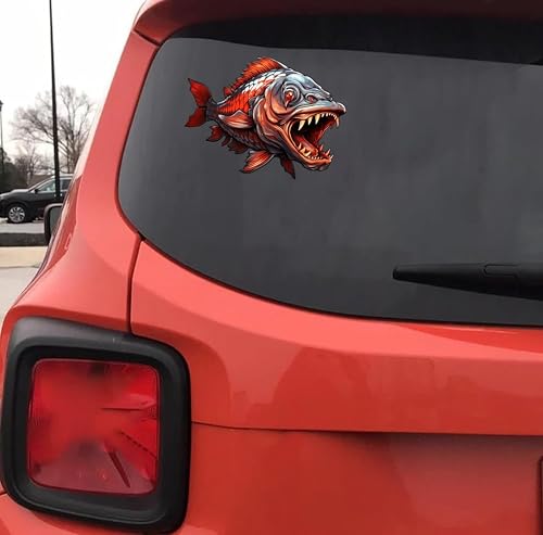 Calcomanía de piraña impermeable de vinilo de alta durabilidad para coche 4