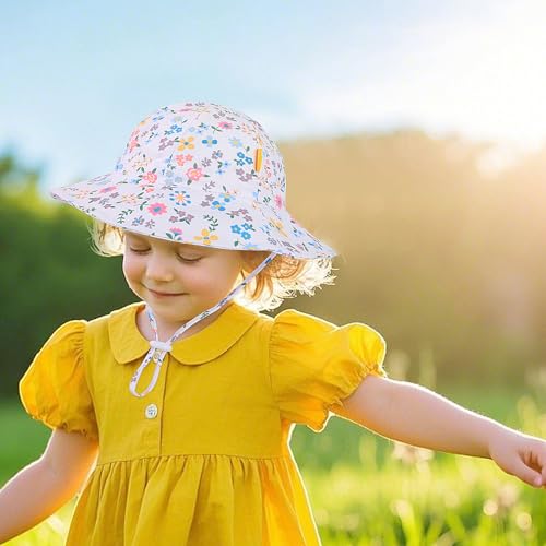 Baby Girl Sun Hat with Wide Brim Bucket Hats Adjustable Floppy Sun Hat with 50+ UPF Protection for Toddler Girls2