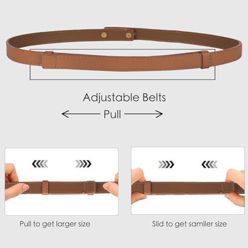 Image of Women's Fashion Classic Metal Buckle Leather Belt with Jeans Dress
