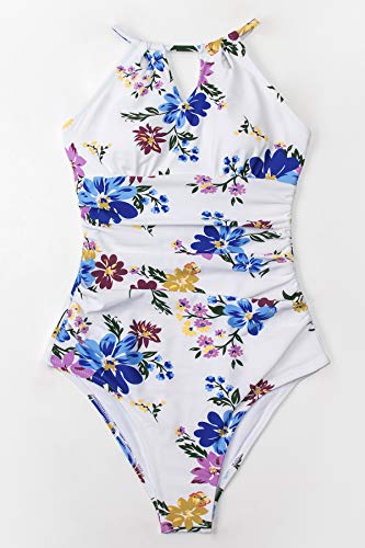 Cupshe Women's One Piece Swimsuit Tummy Control Floral Print Cutout High Neck Bathing Suit, Xl #TOP3