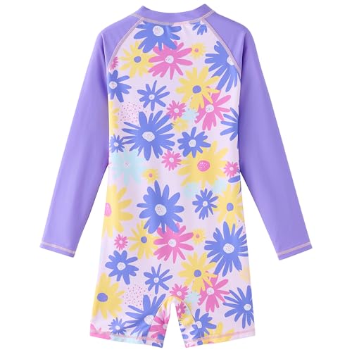 Image of Girls Swimsuit Long Sleeve Rash Guards Swim Suit 4-12Y